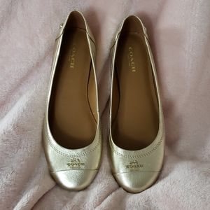 Coach gold ballet flats size 5